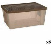 Caja de almacenaje con tapa stefanplast elegance marrón plástico 29 x 17 x 39 cm (6 unidades)