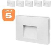 Lote de 5 apliques led de pared vektab3 cuadrados blancos 3w 3000k ip65