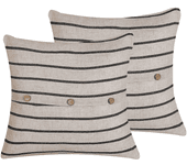 Beliani conjunto de 2 cojines de algodón beige/negro 43 x 43 cm cynara