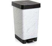 Tatay smart - cubo de basura 25l con doble apertura, pedal retráctil y manual. deco marble