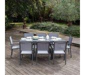 Conjunto de jardín extensible venezia 90/180 en textileno gris 8 plazas - aluminio antracita