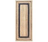 COSHANO Alfombra de Yute Natural Trenzada Rectangular Beige con Negro 60x110cm