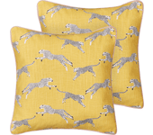 Beliani conjunto de 2 cojines de algodón amarillo motivo guepardos 45 x 45 cm arales