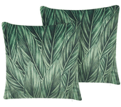 Beliani conjunto de 2 cojines de terciopelo verde oscuro/gris claro 45 x 45 cm diascia