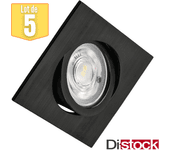 Lote de 5 focos led empotrables 3en1 cuadrados negros 7w ip20