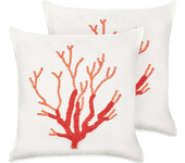 Beliani conjunto de 2 cojines coralium algodón 45 x 45 cm bordado blanco