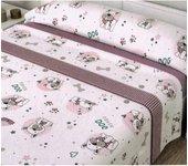 Juego de sábanas invierno coralina bulldog rosa/granate (cama 90)