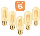 Lote de 5 bombillas LED T45 Filamento 4W E27 2200K Dimmable