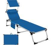 Tectake tumbona aurelie de aluminio, ajustable en 6 posiciones - azul