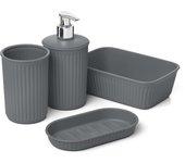 Tatay baobab - set organización baño de 4 piezas en plástico pp05. gris antracita