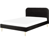 Cama doble BELIANI Flayat de terciopelo negro 193x215x109