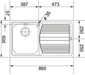 Franke logica line llx 611-l lavabo sobre-encimera rectangular acero inoxidable