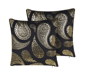 Beliani conjunto de 2 cojines de terciopelo dorado/negro 45 x 45 cm ursinia