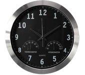 Reloj De Pared Negro Y Plateado 35,5 Cm Perel