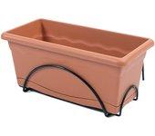 Jardinera 40 x 20 cm con bandeja y soporte para balcón - terracota