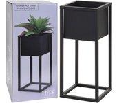 H&S Collection Macetero sobre soporte de metal negro 50 cm