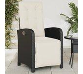 Silla de jardín reclinable con reposapiés Polyrattan negro