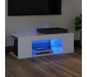 Soporte para TV con luces LED blanco brillante 90x39x30 cm