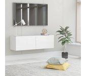 Soporte de TV blanco pulido 100x30x30 cm madera multicapa