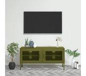 Mueble de TV verde oliva 105x35x50 cm acero