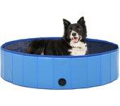 Piscina para perros plegable azul 120x30 cm PVC