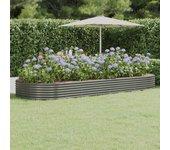 vidaXL Jardinera arriate acero recubrimiento polvo gris 373x140x36 cm