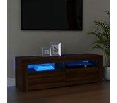 Mueble TV con luces LED Roble Marrón 120x35x40cm