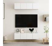 Mueble TV 4 piezas blanco 60x30x30 cm madera multicapa