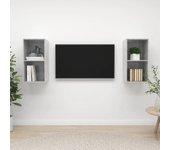 vidaXL Muebles de pared para TV 2 uds aglomerado gris