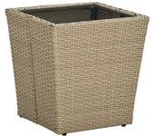 Mesa beige 41,5x41,5x44 cm en Polyrattan y vidrio templado