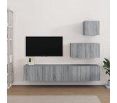 Set de muebles para TV 4 pzas madera contrachapada gris Sonoma