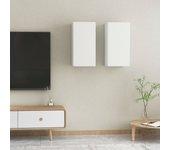 Mueble TV blanco 2 piezas 30,5x30x60 cm madera multicapa