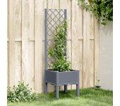 vidaXL Jardinera con enrejado PP gris 40x40x142 cm