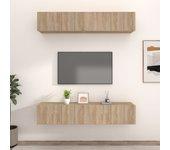 Mueble TV 4 piezas Sonoma Oak 80x30x30 cm Madera multicapa