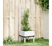 vidaXL Jardinera con enrejado PP blanco 40x40x142 cm