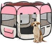 vidaXL Parque de perros plegable bolsa de transporte rosa 90x90x58 cm