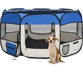 Caja plegable para perros con bolsa de transporte azul 125x125x61 cm