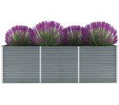 vidaXL Arriate de jardín de acero galvanizado gris 240x80x77 cm