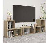 Mueble de TV Set 6 piezas Blanco y Madera Sonoma multicapa