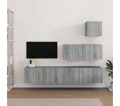 Set de muebles para tv 4 pzas madera contrachapada gris sonoma