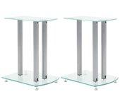 VidaXL Set de 2 Soportes para Altavoz Cristal Transparente/Plata