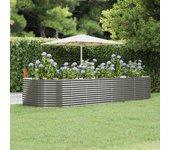 vidaXL Jardinera arriate acero recubrimiento polvo gris 367x140x68 cm