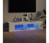 Soporte para TV con luces LED Blanco pulido 135x39x30 cm