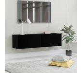 Mueble pared tv madera contrachapada negro 120x30x30 cm