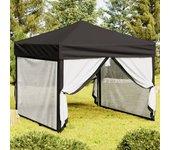 vidaXL Carpa para fiestas plegable con paredes laterales negra 3x3 m