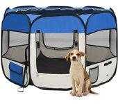 Caja plegable para perros con bolsa azul 90x90x58 cm