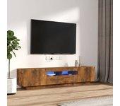 vidaXL Set de muebles TV con LEDS 2 pzas contrachapada roble ahumado