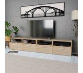 Muebles de TV 2 piezas de madera multicapa 95x35x36 cm Roble