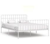 Cama solar con listones de metal blanco 200x200 cm