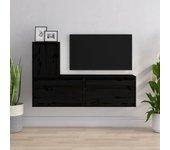 Mueble TV 3 piezas de madera maciza de pino negro